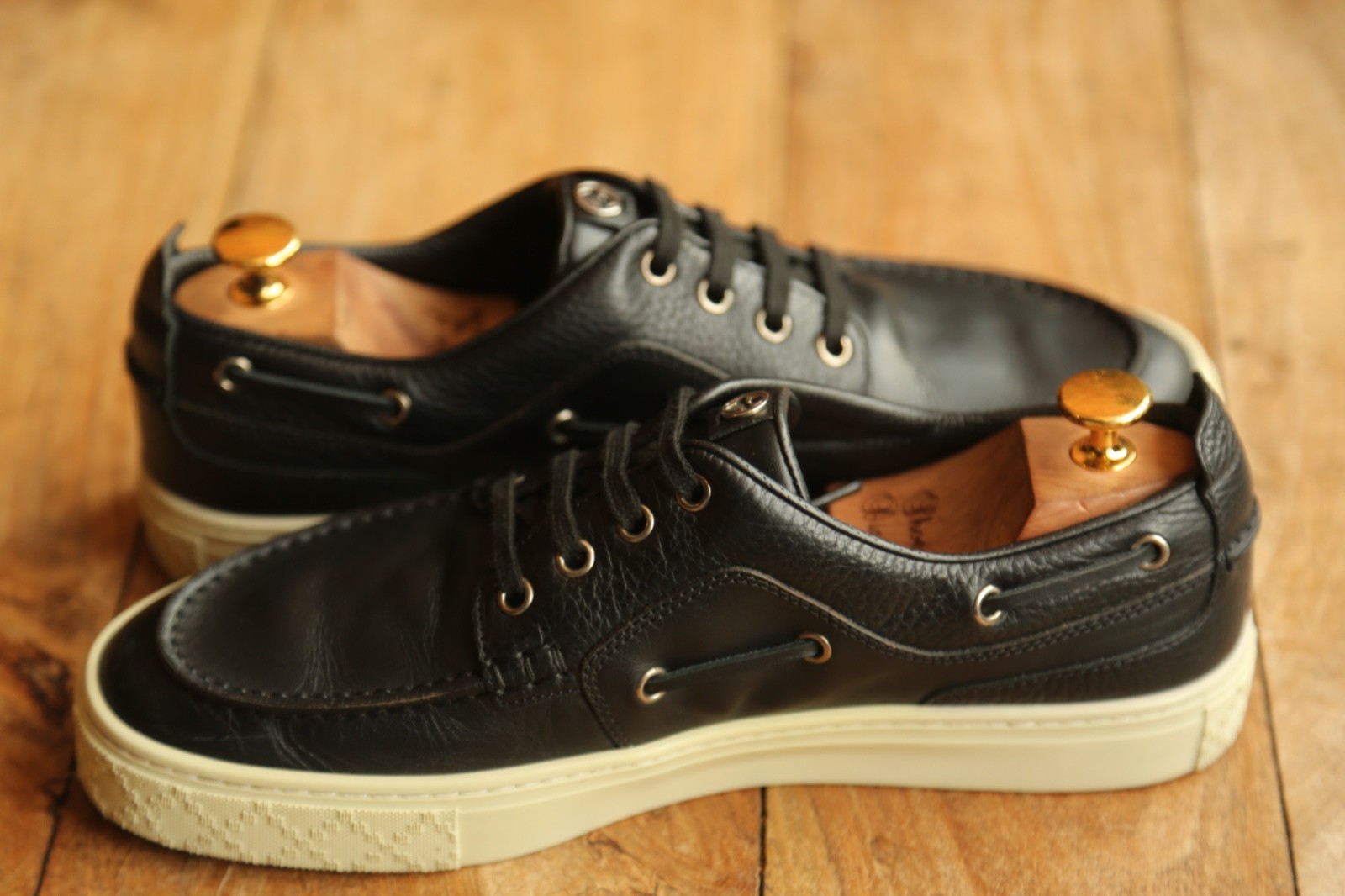 Gucci Black Leather Trainers Boat Shoes Men's UK 7 G US 8 EU 41 thumbnail 5