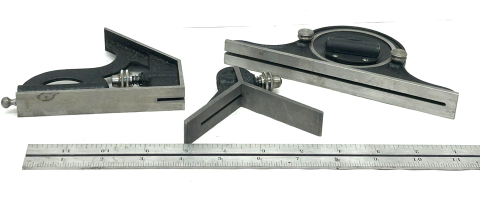 Starrett Combination Square w/ No. 491 Protractor Center Finder No. 4R ...