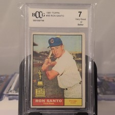 Topps 1961 Ron Santo #35 Rookie Chicago Cubs BGS Graded Baseball Card. rookie card picture