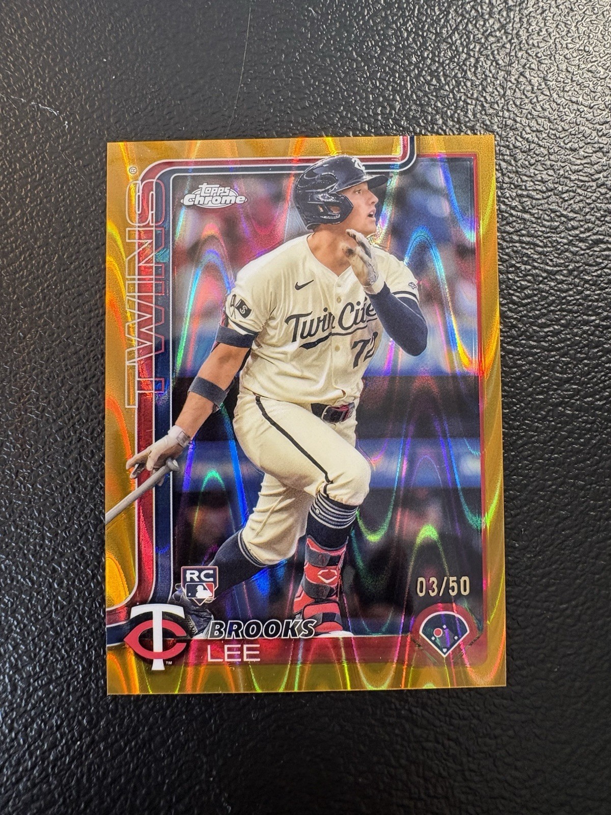 BROOKS LEE 2025 TOPPS CHROME ROOKIE GOLD RAY WAVE ROOKIE REFRACTOR RC /50 #234