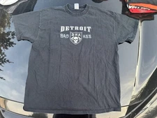 Vintage Detroit Bad Ass Shirt Mens 2XL XXL Black Biker Grunge Punk Skull 2000s