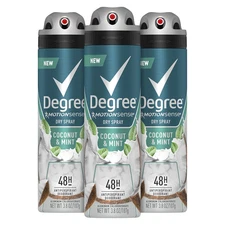 Degree Men Antiperspirant Deodorant Dry Spray Coconut & Mint 3 Count 72Hr Sweat 