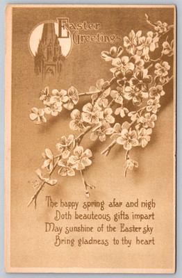 c1910s Easter Greetings Blossoms Gibson Art Co Antique Postcard