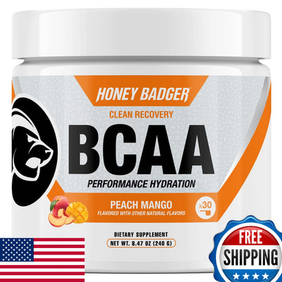 Honey Badger BCAA + EAA Amino Acids Powder, BCAAs + L-Glutamine, Keto, Vegan, Su
