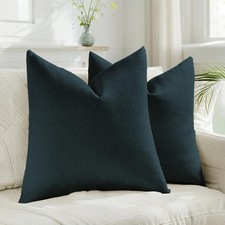 HAUSSY Pack of 2 Linen Pillow Covers 26x26 Inch, Decorative Throw Pillows Sof...