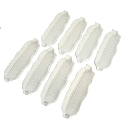 Corn On The Cob Side Dishes Set of 8 Vintage 10 1/2 Inch White Ceramic Stoneware