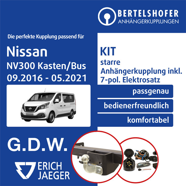 für Nissan NV300 Kasten/Bus X82 09.2016-05.2021 AHK Starr +7Pol Sp. E-Satz TOP-image