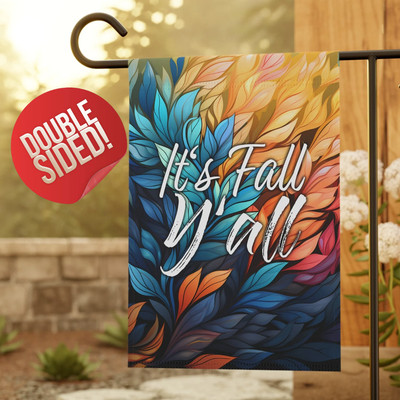 It's Fall Y'all Garden Flag, Colorful Rainbow Autumn Leaves, Mom Gift for Her