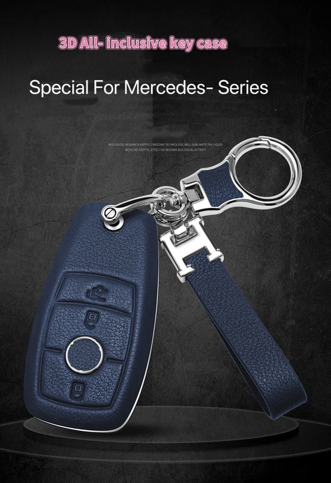 Funda de cuero para llavero Mercedes-Benz A B C E S G CLS CLE GLC carcasa protectora Foto 2 de 4