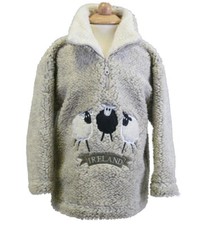 Kids Sheep Trio Ireland Zip Neck Fleece - Pebble