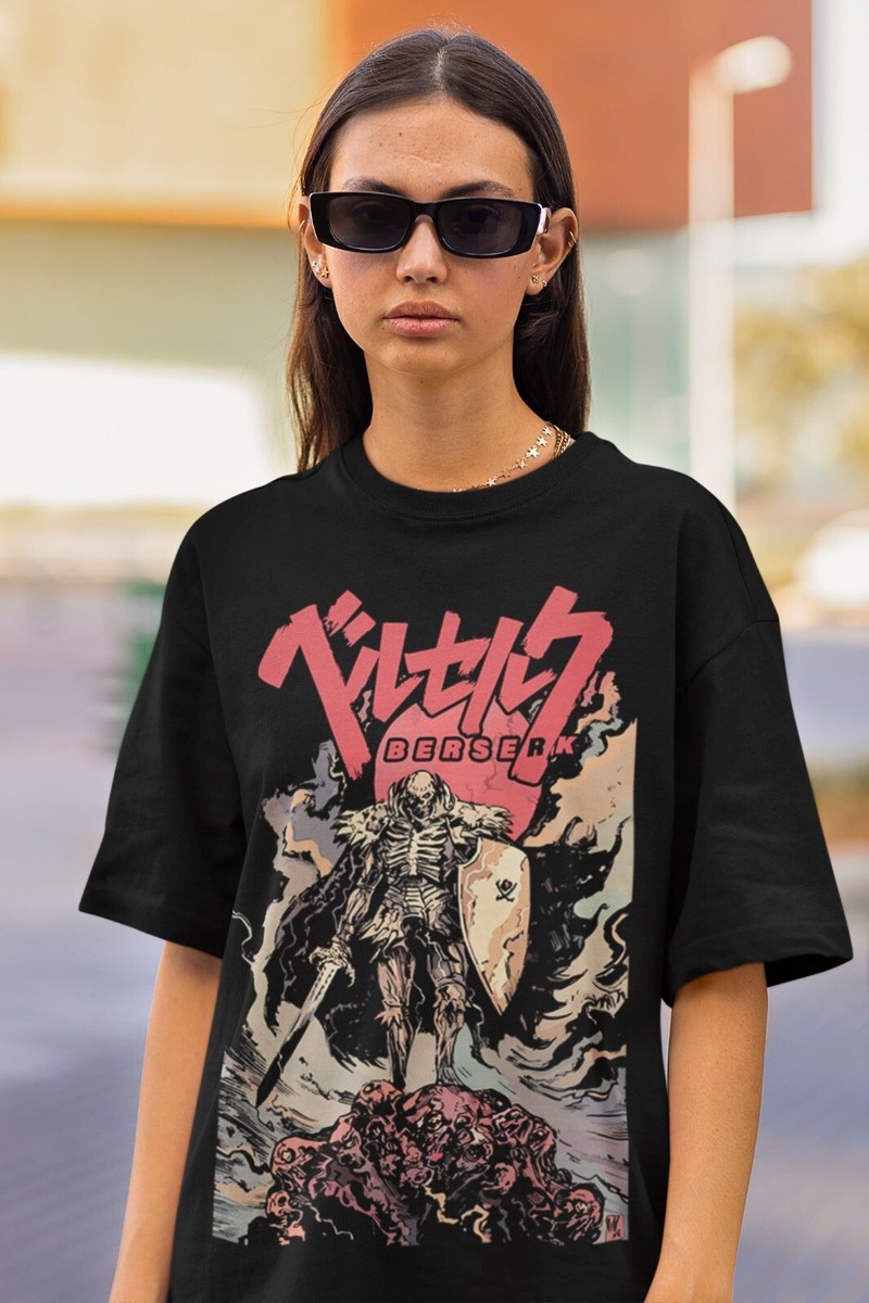 Berserk グラフィック Tシャツ ブラック 2XL Berserk Anime Acid Washed Oversize T-shirt Guts Anime Tee Gift for