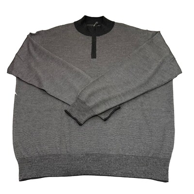 Peter Millar Collection Gray Quarter Zip Knit Sweater Wool Silk