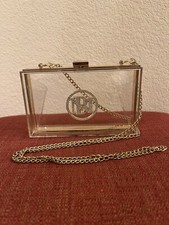 Badgley Mischka Transparent Clear PVC Evening Bag-Gold Tone Chain