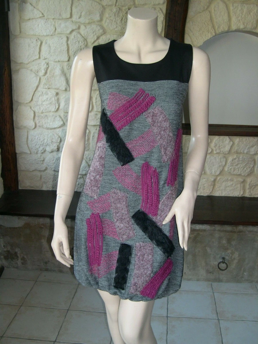 Robe Save The Queen Taille S - Style Boule - Noir/violet/parme/gris - Laine Et Viscose - Excellente Occasion