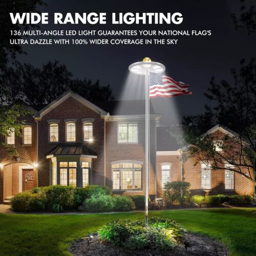 26 LED Solar Flag Pole Light Outdoor Waterproof Auto Active Super Bright Lamp - Picture 4 of 11
