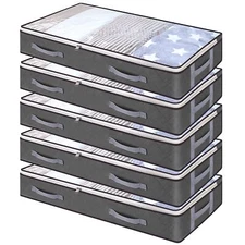 5 Pack Underbed Storage Bags 75L Foldable Clothes Bag Large Capacity Storage ...