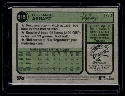 2023 Topps Heritage Black Chrome Refractor Luis Arraez 44/74