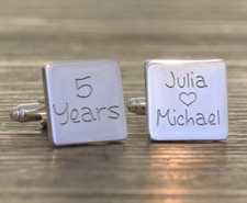 Personalised Anniversary Cufflinks for Him Engraved Photo Wedding Gift Box Idea