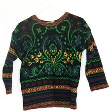 Laura Ashley Mother  Child Floral Paisley Knit Sweater 4-5 Years Wool/Acrylic