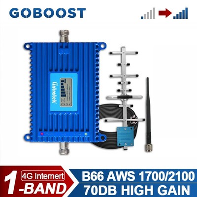 LTE 4G Band 66/4 Cell Phone Signal Booster 1700/2100 Repeater Kit 70dB Amplifier