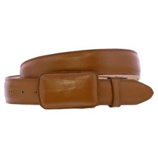 Western Wear Cowboy Belt Smooth Real Leather Removable Buckle Cognac Cinto