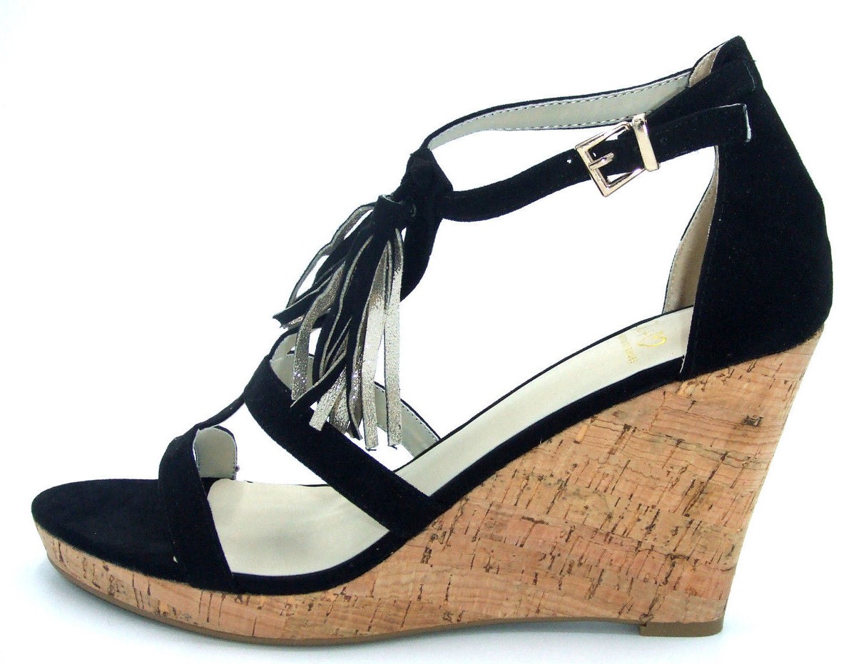 WOMENS SIZE 42 BLACK T BAR HIGH HEEL WEDGE TRANSVESTITE CD