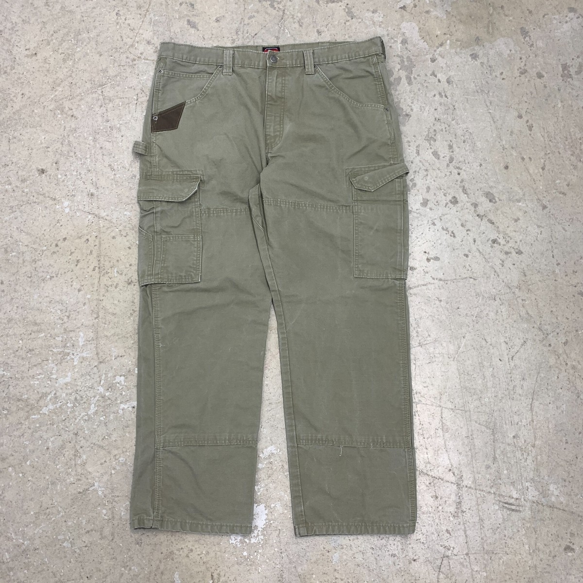 Wrangler Pants Mens 38x30 Green Workwear Cargo Ripstop Relax