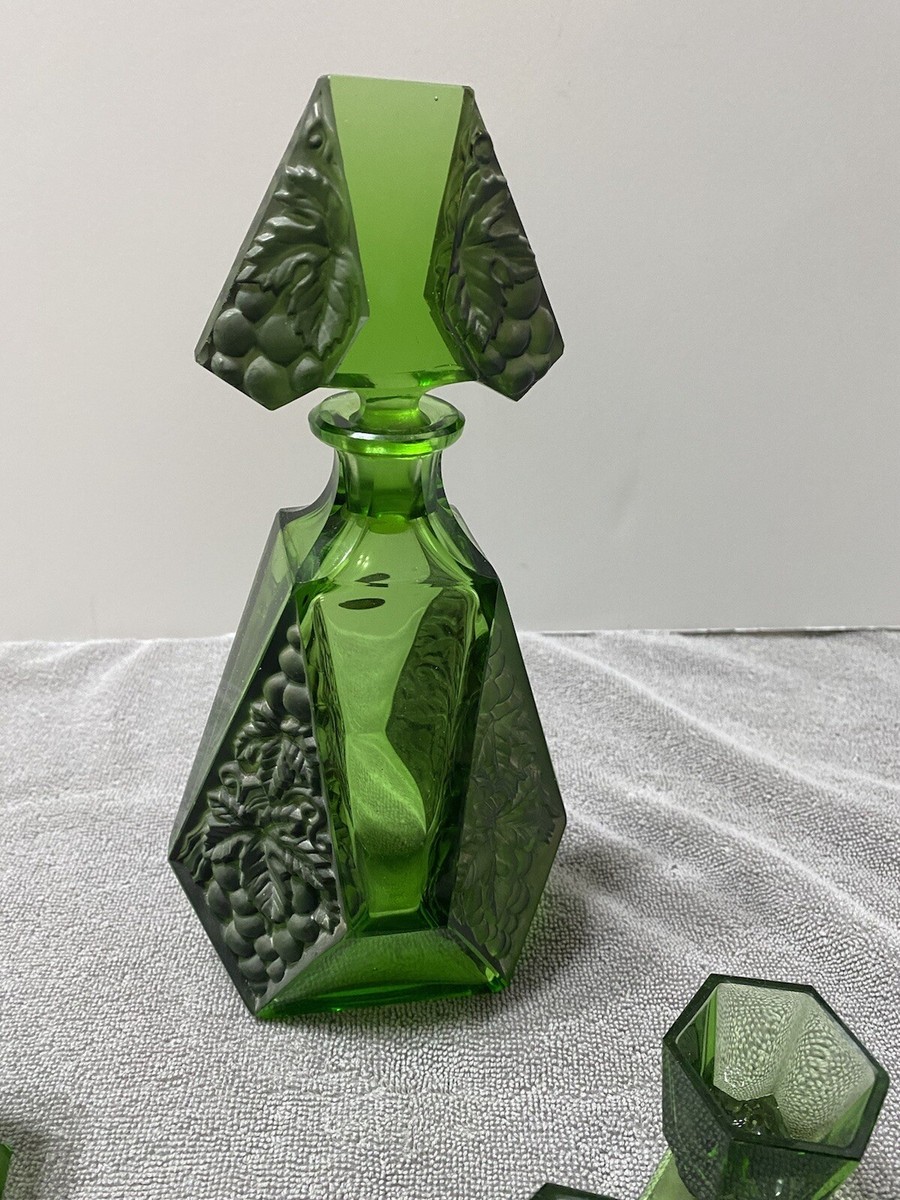 Karl Palda Decanter Whiskey Shot Glass Set Art Deco Czech Karl Palda Decanter Whiskey Shot Glass Set Art Deco Czech