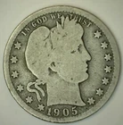 1905 O Silver Barber Quarter Circulated Twenty Five Cents US Type Coin Good 25c