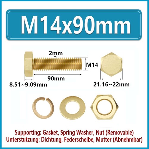 Tornillos hexagonales de latón M3 ~ M16 con tuercas y arandelas y pernos completamente roscados - Imagen 86 de 97