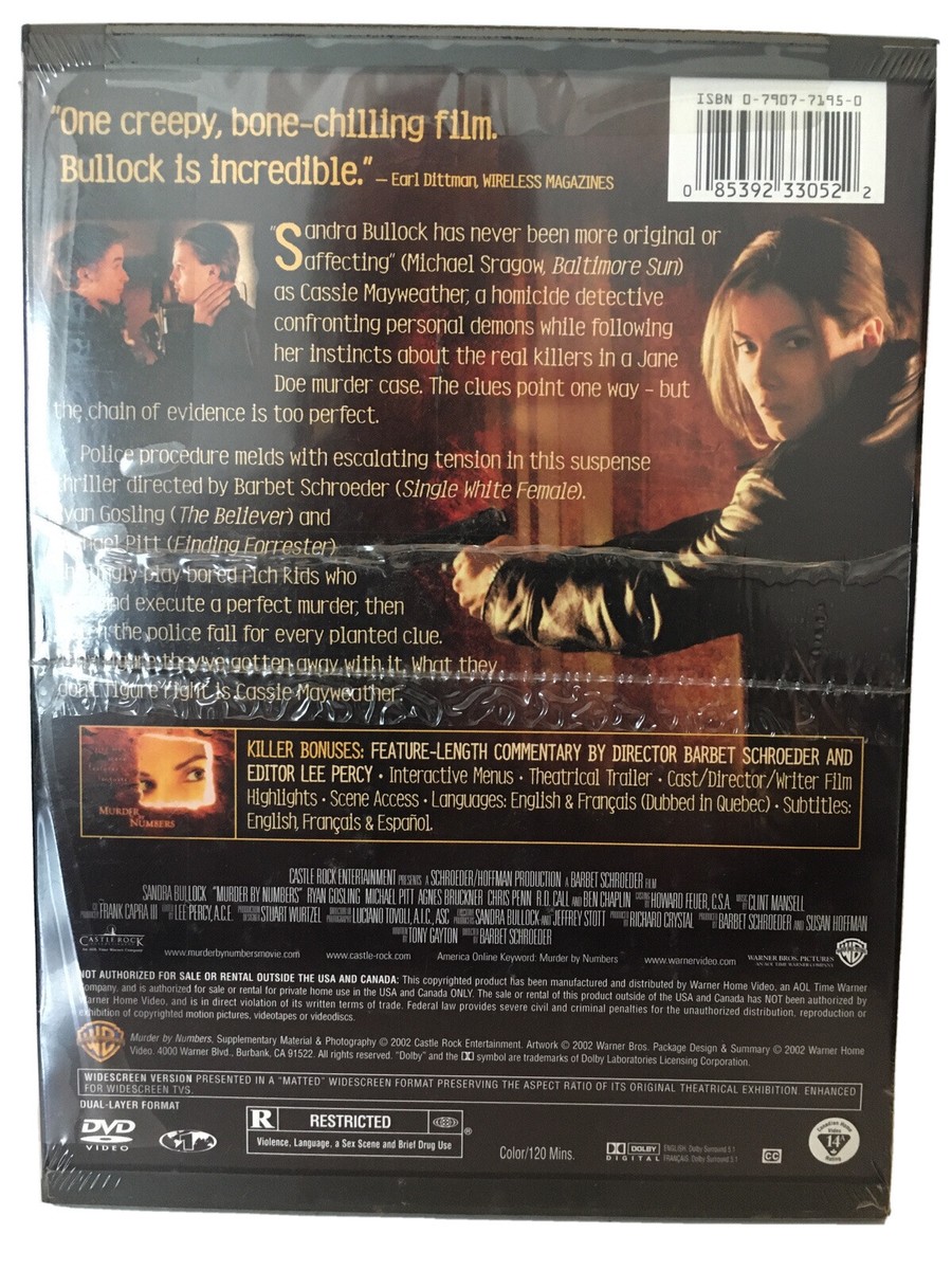 Murder by Numbers (DVD, 2002) WS Edition! Snapcase! Bonuses! Brand