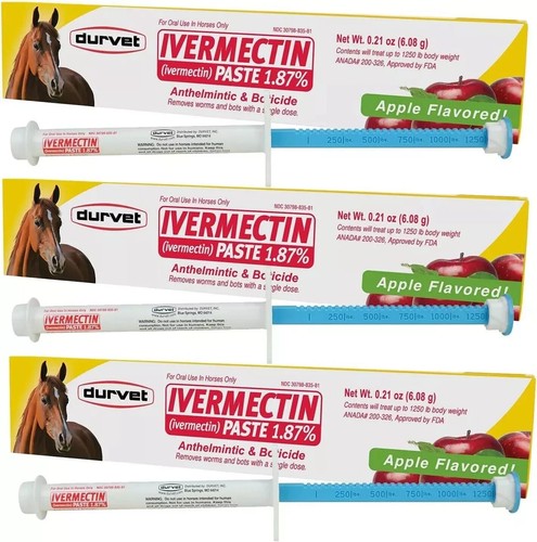 New In Box Paste Horse Dewormer Apple Flavor dur-vet wormer pack of 3