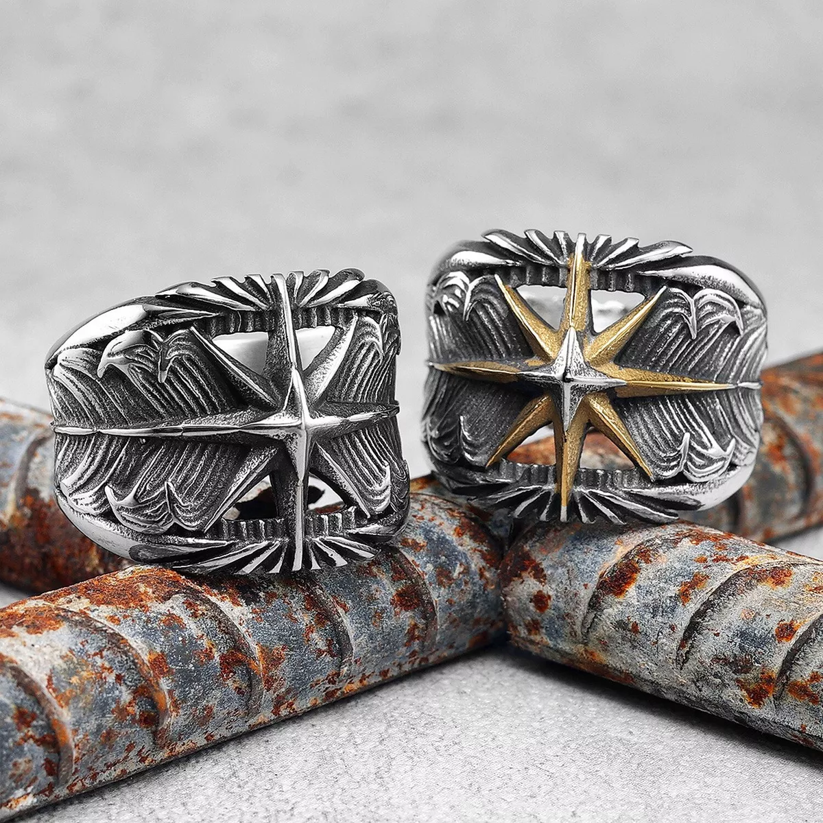 Stainless steel star ring deals