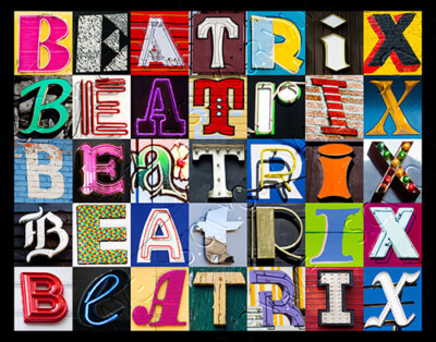 BEATRIX Name Poster featuring photos of actual sign letters