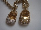 VINTAGE  ESTATE VERMEIL STERLING 925 SLIPPER  PURSE CHARM BRACELET — photo 9