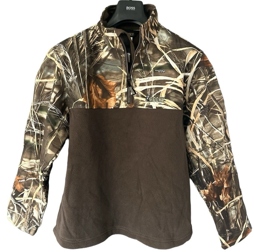 2 for 1 NEW Rocky Max 4 HD Camo Hood Jacket AND Matching Fleece 1/4 Zip LS Shirt - Image 2 of 3