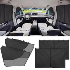 2/4PCS Magnetic Car Side Window Sun Shade Mesh Cover Double Layer UV Protection