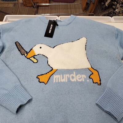 Aelfric Eden Blue Murder Duck Knitted Pullover Sweater Size XL Goose