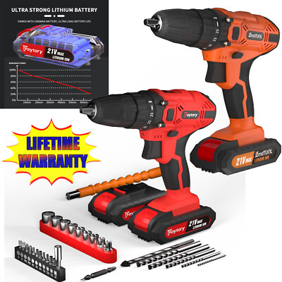 Cordless Electric Drill Driver 21V Cordless Drill Set with Battery and Charger