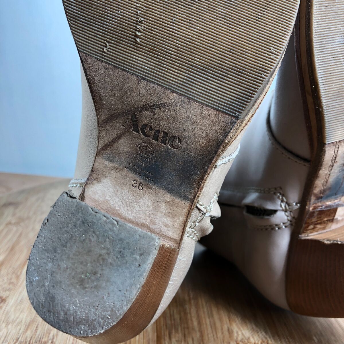 Acne Studios Boots 36 Womens 6 Beige Gray Leather Zip Up Acne Studios Boots 36 Womens 6 Beige Gray Leather Zip Up