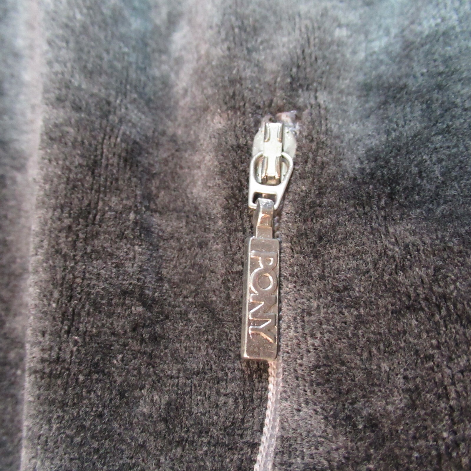 Giacca pony vintage uomo taglia XL grigio velluto full zip ricamata hip hop Y2K