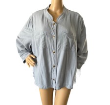 Arna York Women's Plus Size Linen Blend Blazer Jacket Light Blue Size 22/24