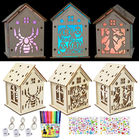 Halloween Haus Bastelset Kinder, 3 StüCk Holz Haus Basteln, Basteln Kinder, Diy