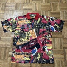 Vintage Sergio Tacchini Golf Polo Shirt 1990s Medium Allover Print