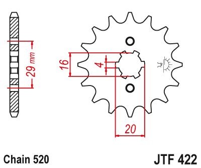 JT Sprockets Front Steel Countershaft Sprocket 12-520 For Kawasaki KX125 D1 1985 - Picture 2 of 2