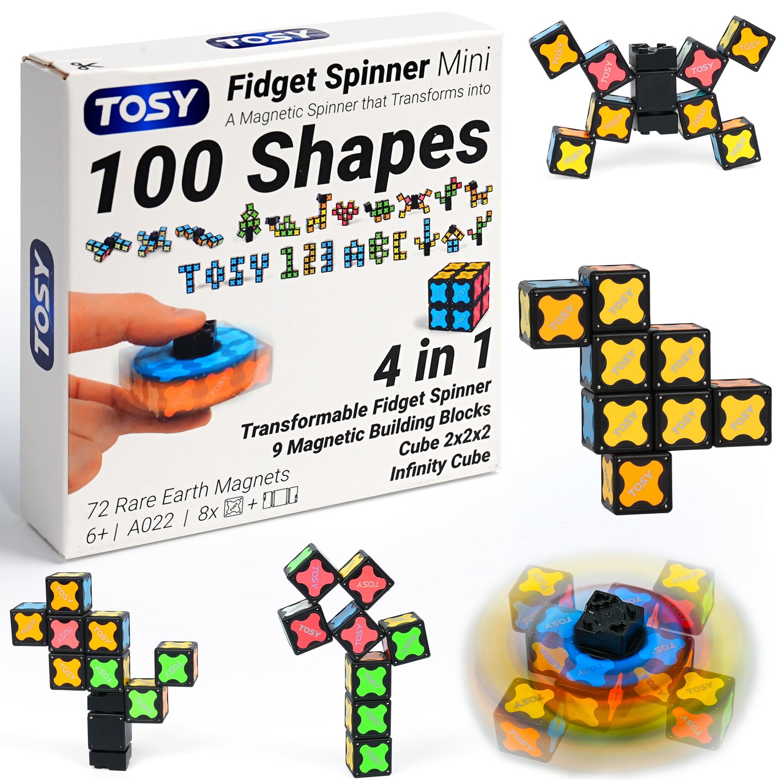 TOSY Magnet Fidget Spinner Mini 8 blocks 3 in 1 Toy Transformable Fidget Spinner
