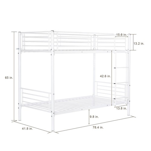 Heavy Duty Twin over Twin Bunk Bed Frame Steel Ladder for Kids Adult Bedroom - Picture 2 of 7