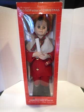 VTG Telco Motion-ettes of Christmas 1990 Boy w/Candle Caroler 24" With Box Works