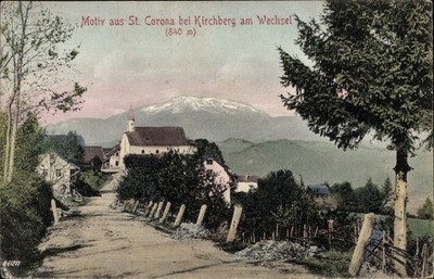 Postcard St Corona am Wechsel in Lower Austria, partial view, church - 10790259