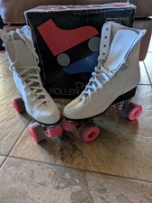 Chicago 400 Roller Skates Classic Quad White Pink Wheels Womens 8 Good